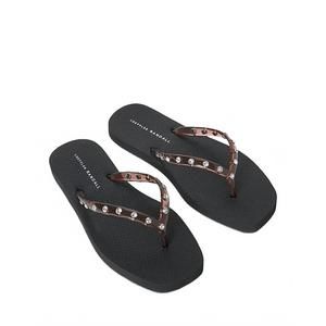 NEW LOEFFLER RANDALL women's taryn crystal jelly flip-flop in brown/black